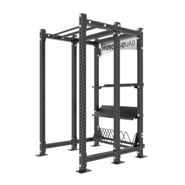 MuscleSquad Phase 4 Full Power Rack With Storage Trays