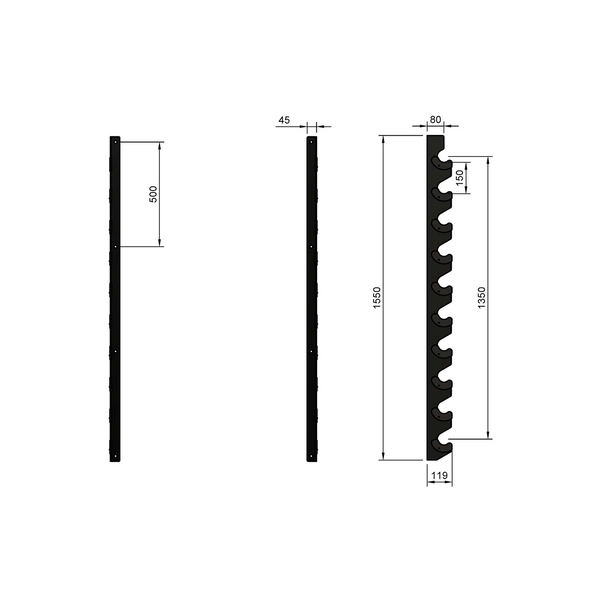 Wall Mounted Barbell Hanger Measurements