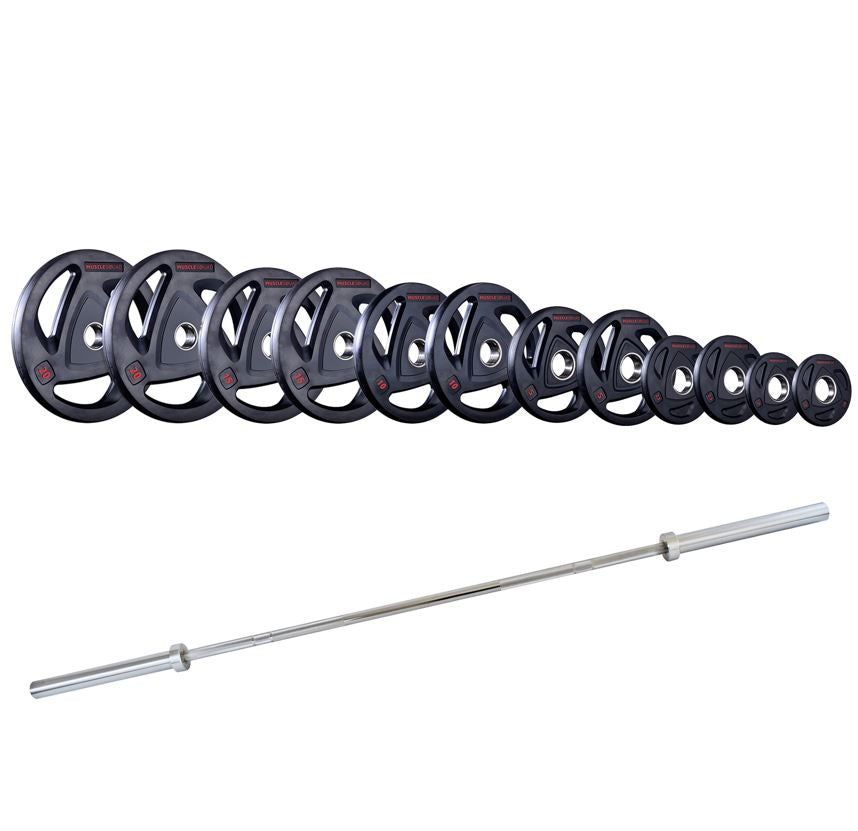 Rubber Tri-Grip Olympic Weight Plate, Barbell MuscleSquad