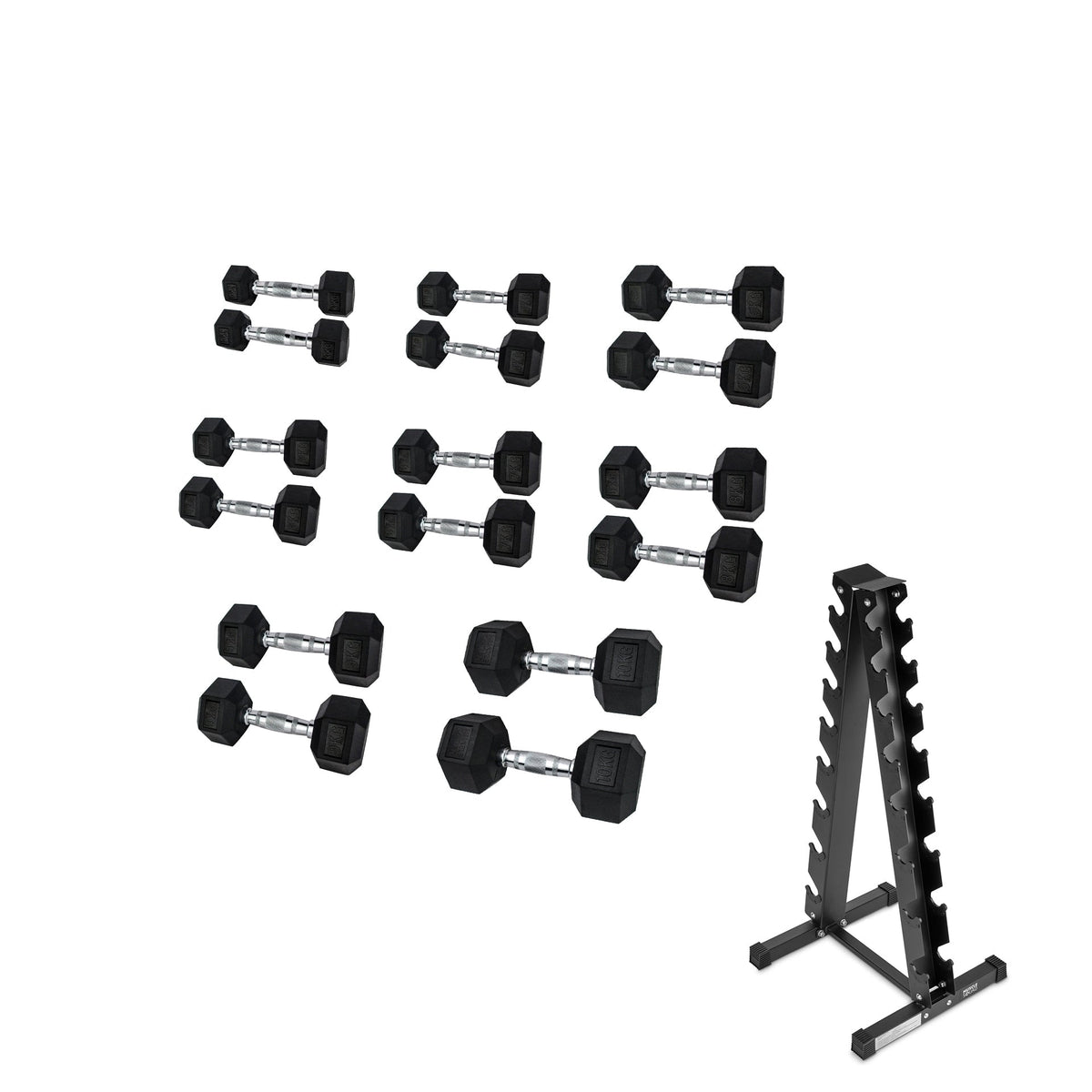 Hex Rubber Dumbbell Sets Storage Packages MuscleSquad