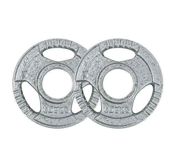 Silver Cast Iron Tri-Grip Olympic Weight Plates - Clearance - 1.25kg