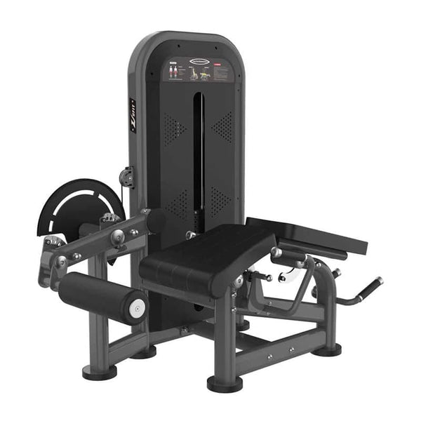 Lying leg extension and hamstring curl on a white background
