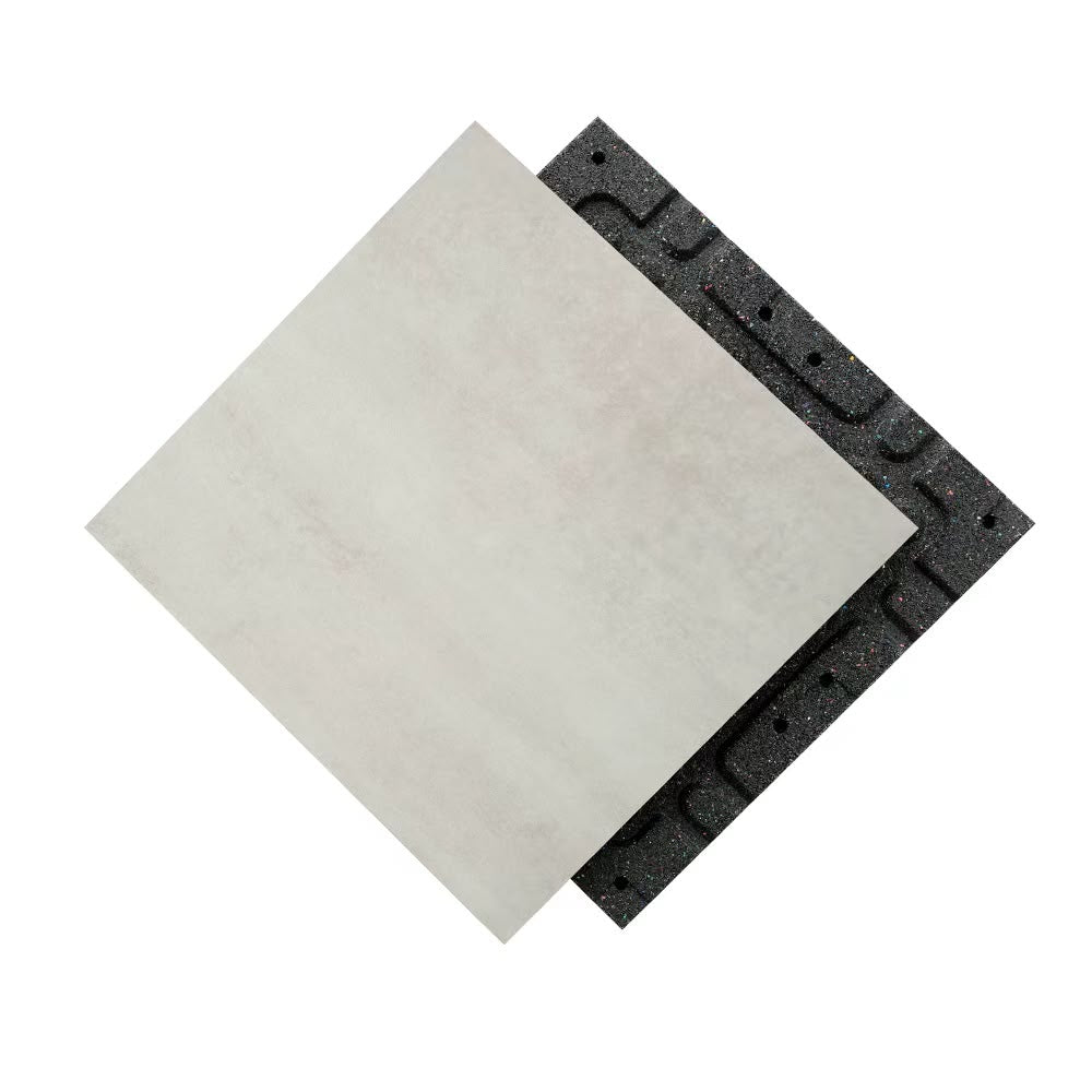 Gym Flooring - Easy-Clean Rubber Floor Tiles 1m x 1m (Dawn Grey)