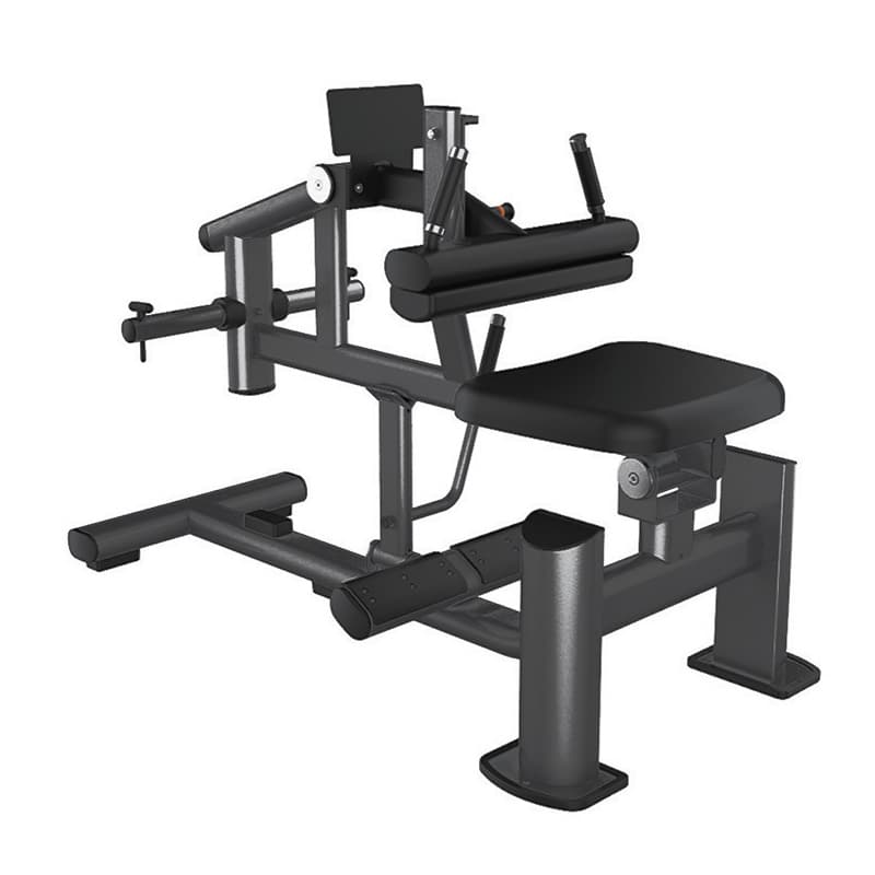 Calf raise machine on white background