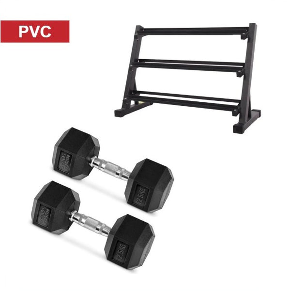 PVC Dumbbells with Storage Rack