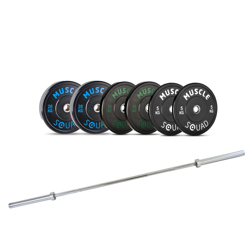 Rubber Bumper Olympic Weight Plate + Barbell Packages