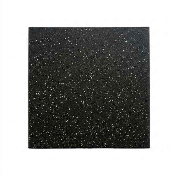 Gym Flooring - Easy-Clean Rubber Floor Tiles 1m x 1m (Black/Grey Speckle)
