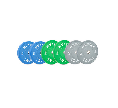 Rubber Coloured Bumper Olympic Weight Plates MuscleSquad