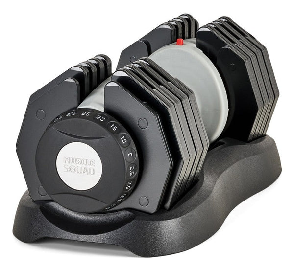 MuscleSquad 2.5kg - 25kg Quick Select Adjustable Dumbbell Set select mechanism