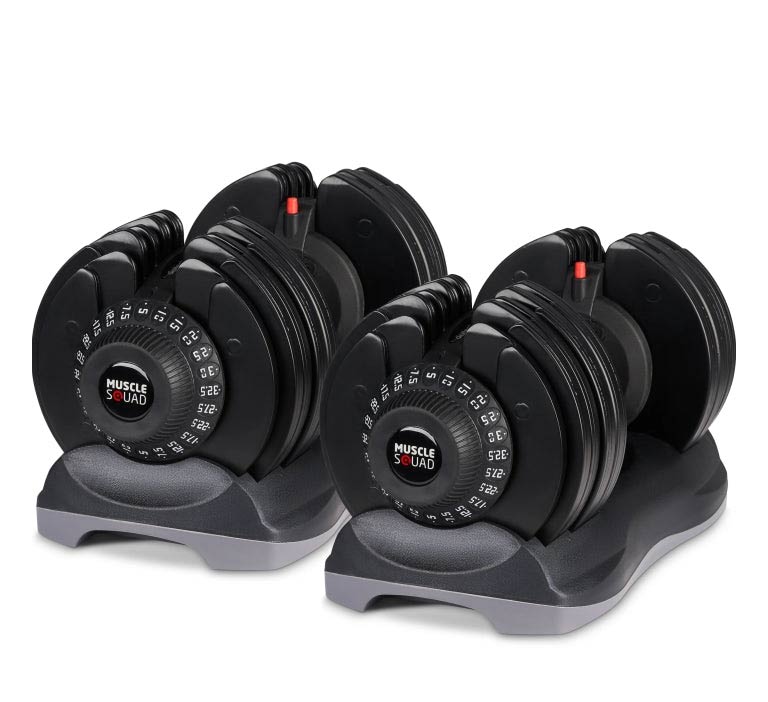 MuscleSquad Quick Select Adjustable Dumbbell 32.5kg pair