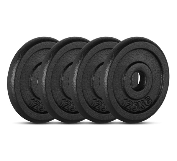 MuscleSquad Black Cast Iron 1 inch Weight Plates 4 x 1.25kg