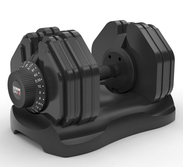 MuscleSquad 5kg - 40kg Quick Select Adjustable Dumbbell Set iso view