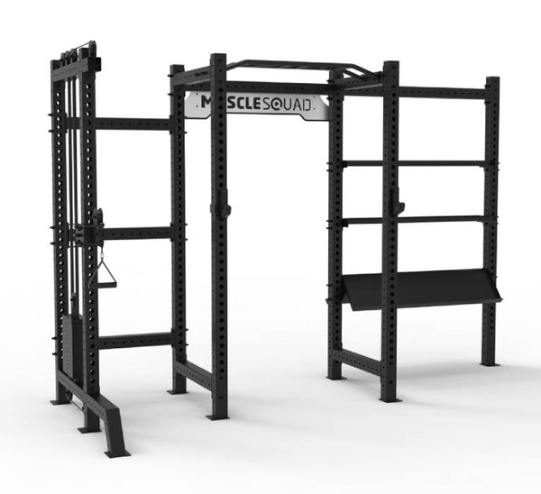 MuscleSquad Phase 3 Power Rack, Cable Pulley & Storage
