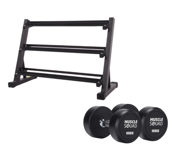 Round Rubber Dumbbell Sets + Storage Packages