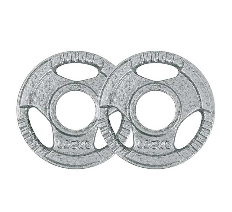 Silver Cast Iron Tri-Grip Olympic Weight Plates - Clearance - 1.25kg