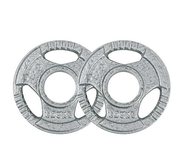 Silver Cast Iron Tri-Grip Olympic Weight Plates - Clearance - 1.25kg