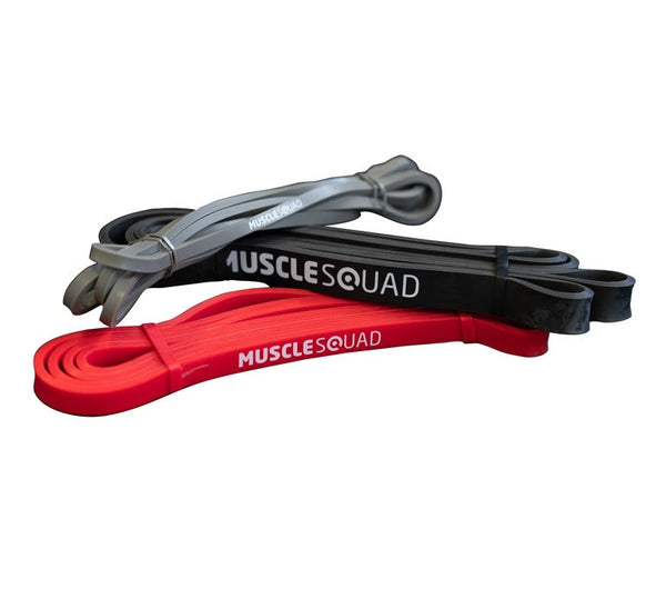 MuscleSquad Grey, Black & Red Resistance Bands